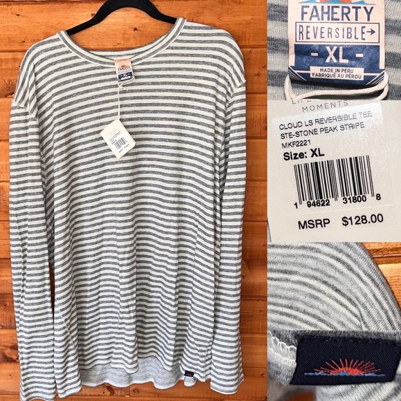 $128 Faherty long sleeve reversible shirt tee super soft XL - Picture 1 of 14